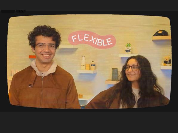 TV screen with two students
